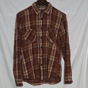Pendleton 100% Wool PAWPINE Shirt - Brown Plaid / Leather Elbow Patches - Sz M*